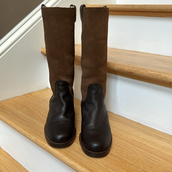 Colin Stuart women’s low ~14” riding boots brown leather suede size 7.5 low heel - Picture 2 of 8